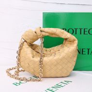 Bottega Veneta Mini Jodie Wristlet Handbag with Chain Intreccio Calfskin Yellow