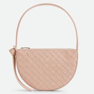 Bottega Veneta Mini Sunrise Shoulder Bag with Knot Intreccio Calfskin Pink