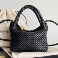 Bottega Veneta Mini Tosca Top Handle Bag with Sphere Embellishment Intreccio Calfskin Black