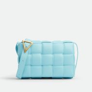 Bottega Veneta Padded Cassette Crossbody Bag Intreccio Smooth Calfskin Sky Blue