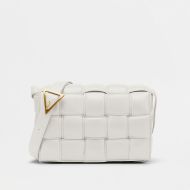 Bottega Veneta Padded Cassette Crossbody Bag Intreccio Smooth Calfskin White