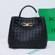 Bottega Veneta Small Andiamo Top Handle Bag with Signature Knot Intreccio Lambskin Black