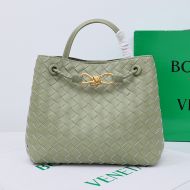 Bottega Veneta Small Andiamo Top Handle Bag with Signature Knot Intreccio Lambskin Olive