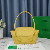 Bottega Veneta Small Arco Top Handle Bag Intreccio Grained Calfskin Yellow