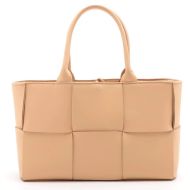 Bottega Veneta Small Arco Tote Intreccio Lambskin and Suede Apricot