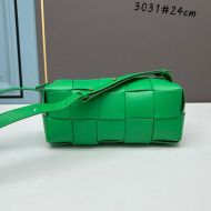 Bottega Veneta Small Brick Cassette Crossbody Bag Intreccio Grained Calfskin Green