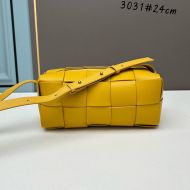 Bottega Veneta Small Brick Cassette Crossbody Bag Intreccio Grained Calfskin Yellow