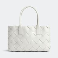 Bottega Veneta Small Cabat Tote Intreccio Lambskin White