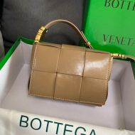 Bottega Veneta Small Candy Cassette Crossbody Bag Intreccio Smooth Calfskin Brown