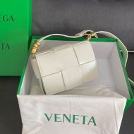 Bottega Veneta Small Candy Cassette Crossbody Bag Intreccio Smooth Calfskin White