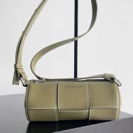 Bottega Veneta Small Canette Crossbody Bag with Logo Print Intreccio Calfskin Olive