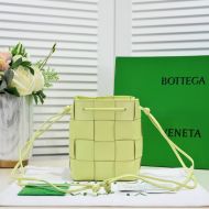 Bottega Veneta Small Cassette Bucket Bag Intreccio Lambskin Lemon