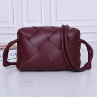 Bottega Veneta Small Cassette Camera Bag Intreccio Lambskin Burgundy