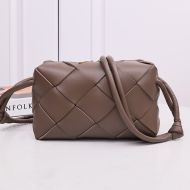 Bottega Veneta Small Cassette Camera Bag Intreccio Lambskin Coffee