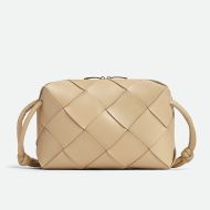 Bottega Veneta Small Cassette Camera Bag Intreccio Lambskin Khaki