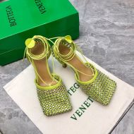 Bottega Veneta Sparkle Stretch Sandals Women Mesh and Lambskin with Crystals Lemon