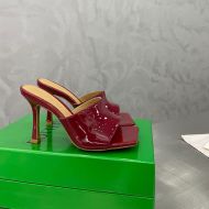 Bottega Veneta Stretch Heeled Slides Women Patent Leather Burgundy