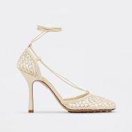 Bottega Veneta Stretch Lace-Up Sandals Women Mesh and Lambskin White