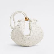 Bottega Veneta Turn Pouch with Adjustable Strap Intreccio Lambskin White