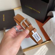 Bottega Veneta Women Intrecciato Buckle Belt Calfskin Brown