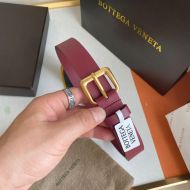 Bottega Veneta Women Square Buckle Belt Calfskin Burgundy