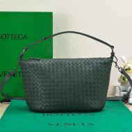 Bottega Veneta Zip Hobo Shoulder Bag with Detachable Strap Intreccio Lambskin Green