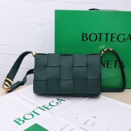 Bottega Veneta Medium Cassette Crossbody Bag Intreccio Grained Calfskin Green