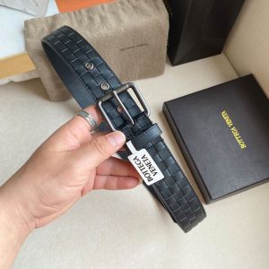 Bottega Veneta Extra Long Intrecciato Belt Calfskin with Square Buckle Black