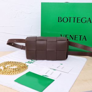 Bottega Veneta Mini Cassette Belt Bag Intreccio Calfskin Coffee