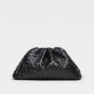 Bottega Veneta Pouch Intreccio Lambskin Black