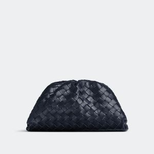 Bottega Veneta Pouch Intreccio Lambskin Navy Blue