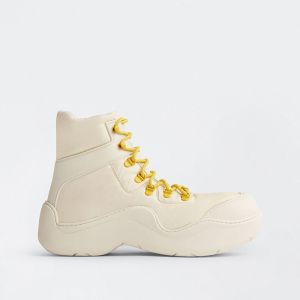 Bottega Veneta Puddle Bomber Boots Unisex Nylon and Rubber White/Lemon