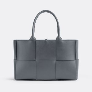 Bottega Veneta Small Arco Tote Intreccio Lambskin Grey