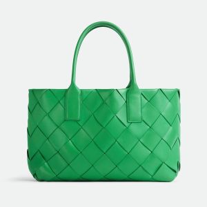 Bottega Veneta Small Cabat Tote Intreccio Lambskin Green