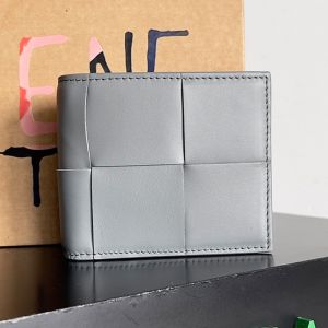 Bottega Veneta Small Cassette Bi-Fold Wallet Intreccio Calfskin Taupe