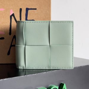 Bottega Veneta Small Cassette Bi-Fold Wallet Intreccio Calfskin Teal